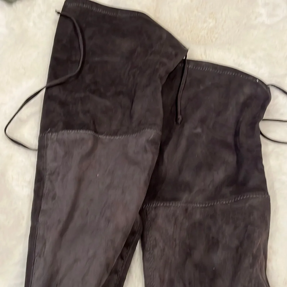 Catherine Maladrino Gray Over-The-Knee Boots, worn once indoors